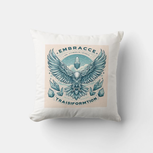 Soaring Crystal Eagle – Symbol of Transformation Cushion (Front)