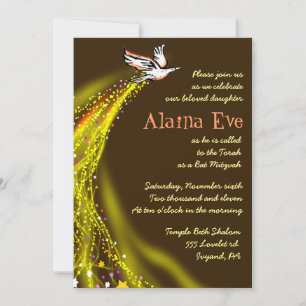 Soaring Dove Bat Bar Mitzvah Invitation yellow
