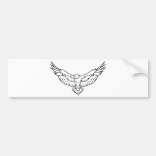 Soaring Eagle, flying - black and white Bumper Sticker