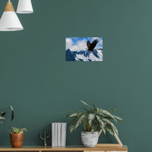 Soaring Eagle over Majestic Mountains Poster