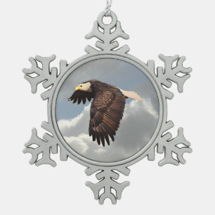 SOARING EAGLE SNOWFLAKE PEWTER CHRISTMAS ORNAMENT