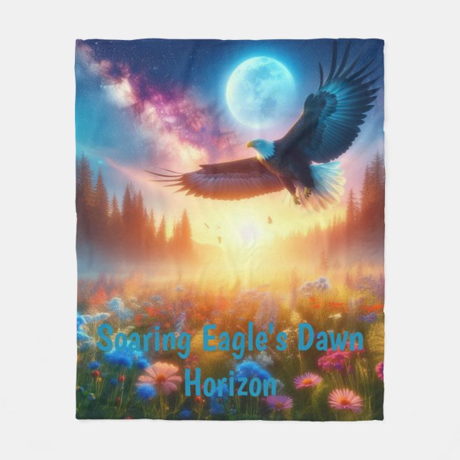 Soaring Eagle's Dawn Horizon Fleece Blanket (Front)