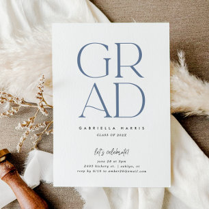 Soaring Grad   Dusty Blue + White Graduation Invitation