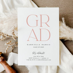Soaring Grad   Pink + White Graduation Invitation