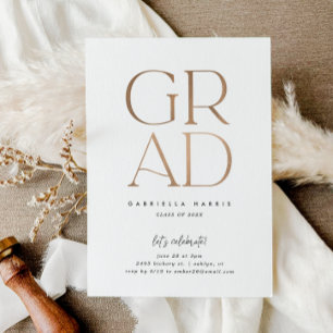 Soaring Grad   Rose Gold + White Graduation Invitation