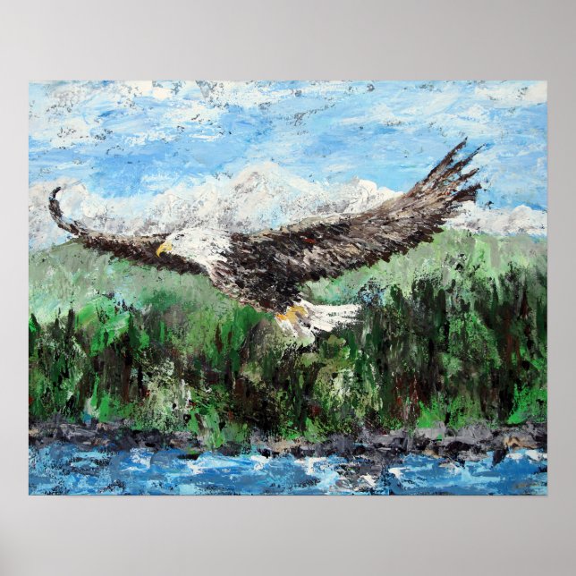 Soaring on Eagles Wings - Bald Eagle Painting Poster (Front)