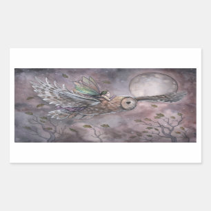 Soaring Owl and Fairy Fantasy Art Stickers