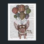 Soaring Pig Postcard<br><div class="desc">Pig And Balloons by Fab Funky. Pig soaring in the air with the help of balloons.  | 190031D</div>