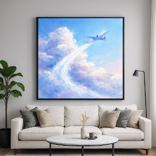 Soaring Plane - Pastel Painting Style Art Poster