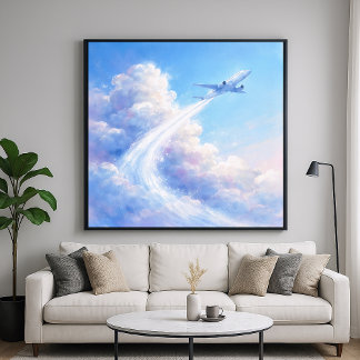 Soaring Plane - Pastel Painting Style Art Poster