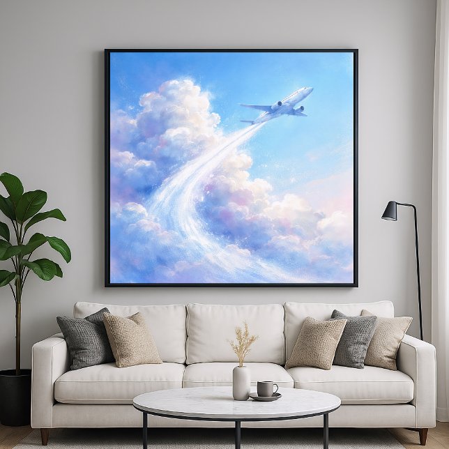 Soaring Plane - Pastel Painting Style Art Poster (Creator Uploaded)