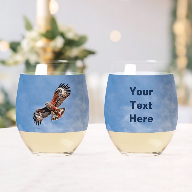 Soaring Red Kite Stemless Wine Glass (Insitu (Wedding))