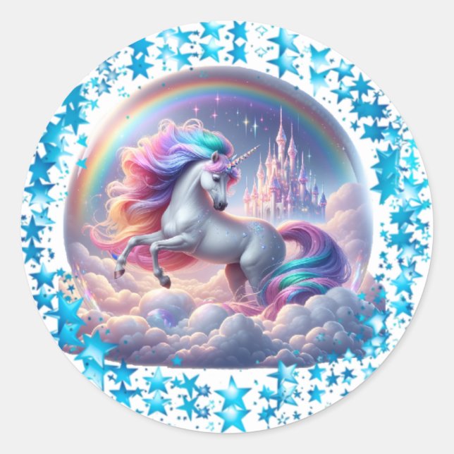 Soaring Unicorn Castle Sticker – Rainbow Fantasy (Front)