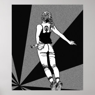 Soaring Woman - Feminist Black & White Graphic Art Poster