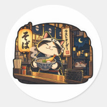 Soba Shop Cat — Last Order Sticker | Japanese Retr