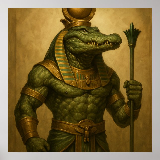 Sobek Poster – Egyptian Crocodile God Art (Front)
