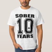 Sober 10 Years Black on White , AA LOGO ORIGIN...