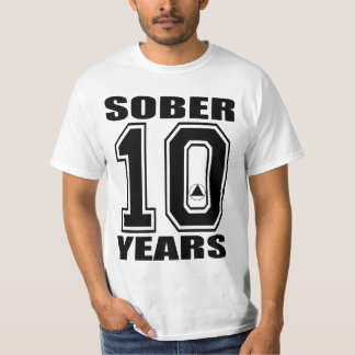 Sober 10 Years Black on White , AA LOGO  ORIGIN... T-Shirt