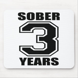 Sober 3 Years Black on White Mouse Mat