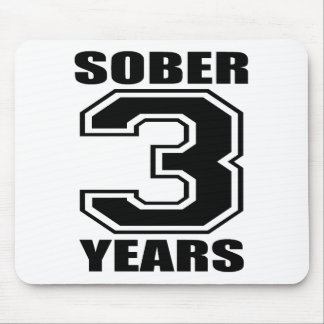 Sober 3 Years Black on White Mouse Mat