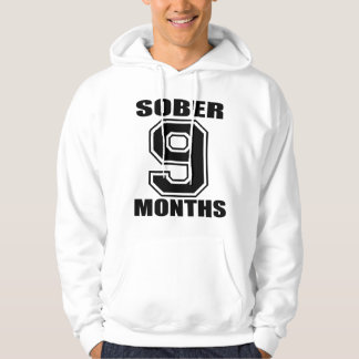 SOBER 9 MONTHS  BLACK on WHITE HOODIE