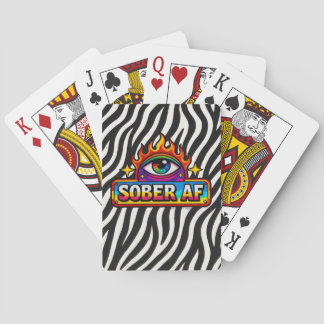 Sober AF - Fake Zebra Print - Playing Cards