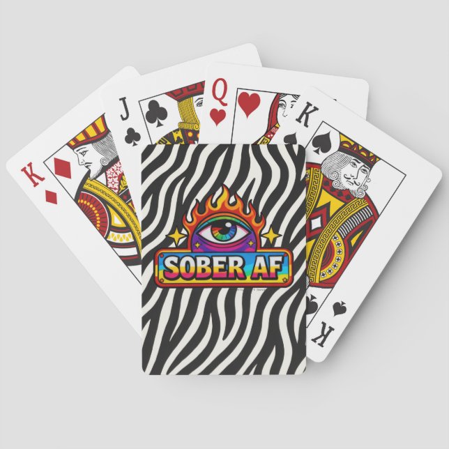 Sober AF - Fake Zebra Print -  Playing Cards (Back)
