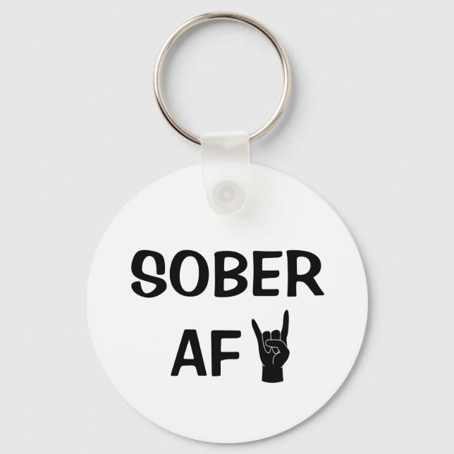 Sober AF Keychain, Addiction Recovery Gift Key Ring (Front)