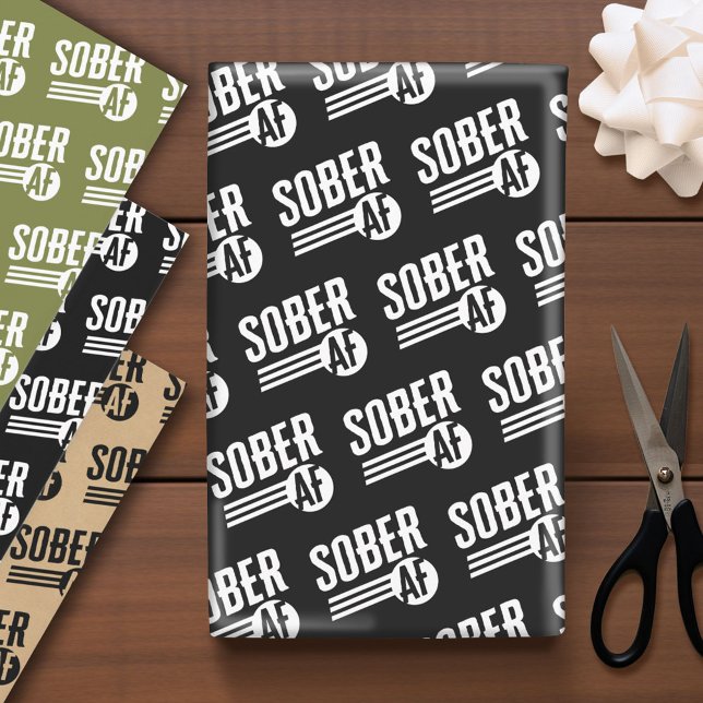 Sober AF - Recovery with Style and Attitude Wrapping Paper Sheet (Custom Wrapping Paper)