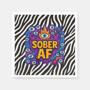 Sober AF - Zebra Pattern - Napkin