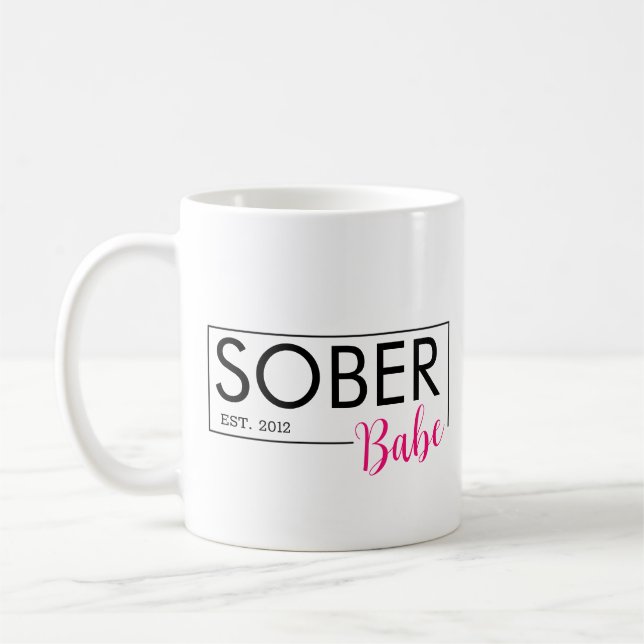 Sober Babe Est. Custom Date Coffee Mug (Left)