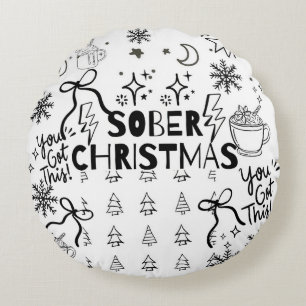 Sober christmas round cushion