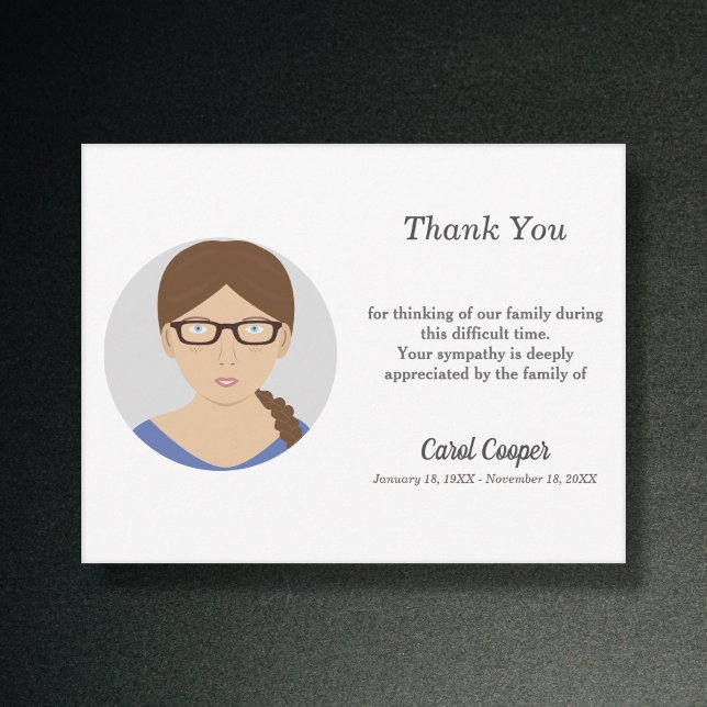 Sober Circle Photo Funeral Thank You Note Card (Sober Circle Photo Funeral Thank You Note Card)