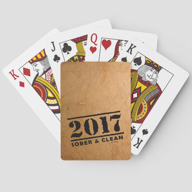 Sober & Clean 2017 (recovery gifts/addiction free) Playing Cards (Back)
