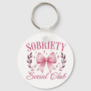 Sober & Clean Living In Recovery Bow Coquette Key Ring