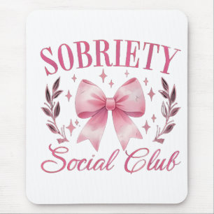 Sober & Clean Living In Recovery Bow Coquette Mouse Mat