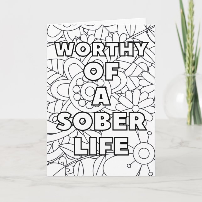 Sober Colouring Card with Quote (Front)