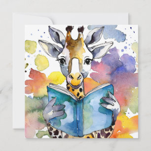 Sober Giraffe Reading Big Book Recovery Card