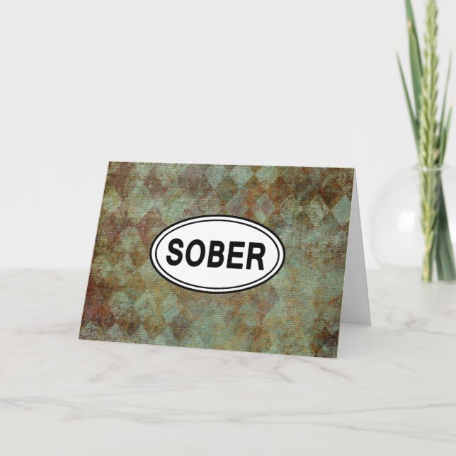 SOBER OVAL Sobriety Recovery AA Card (Front)