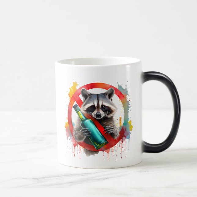Sober, Racoon, Alcohol-Free, non-alcoholic Magic Mug (Right)