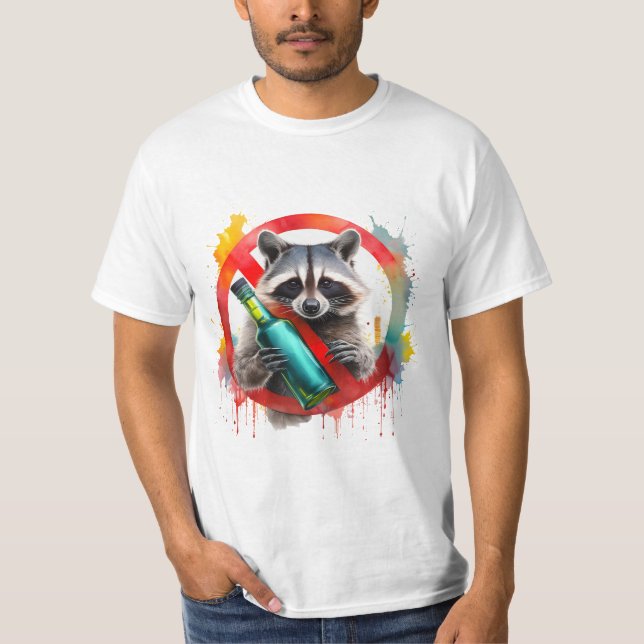 Sober, Racoon, Alcohol-Free, non-alcoholic T-Shirt (Front)