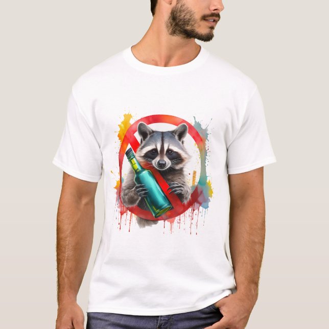 Sober, Racoon, Alcohol-Free, non-alcoholic T-Shirt (Front)