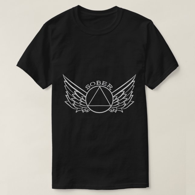 Sober Recover Wings AA Narcotics Abstinence Sobrie T-Shirt (Design Front)
