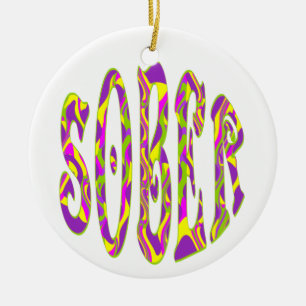 SOBER  Retro 60’s Art Psychedelic Ceramic Tree Decoration