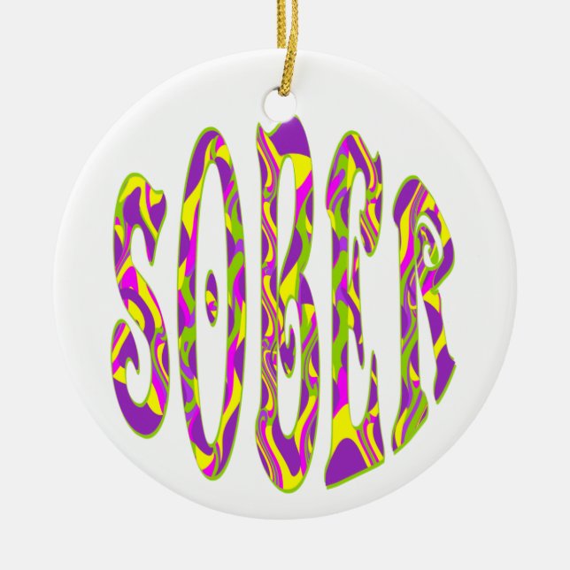 SOBER  Retro 60’s Art Psychedelic Ceramic Tree Decoration (Front)