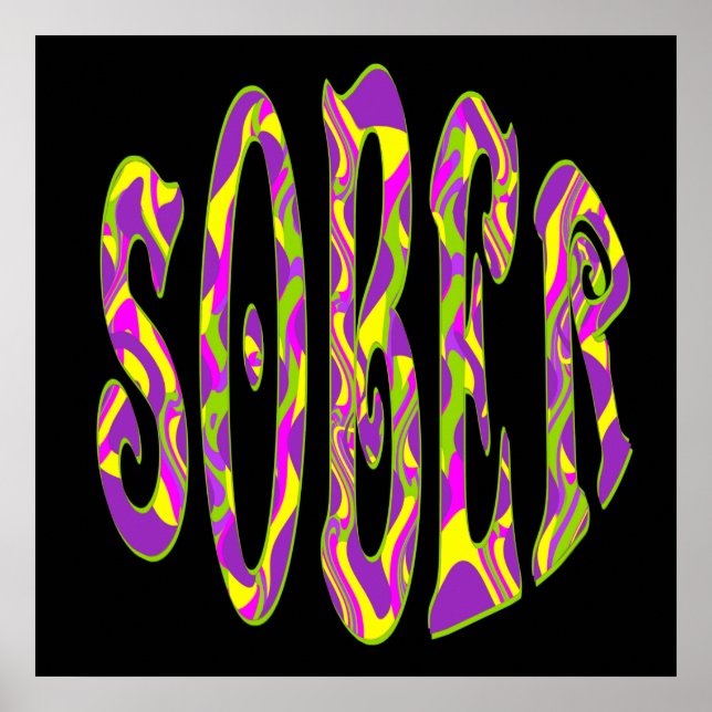 SOBER  Retro 60’s Art Psychedelic Poster (Front)