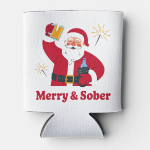 Sober Santa Sobriety Christmas Xmas Sober Can Cooler