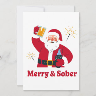 Sober Santa Sobriety Christmas Xmas Sober Invitation