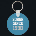 Sober Since Year Key Ring<br><div class="desc">Way to go - you're clean and sober. Celebrate your sobriety anniversary year and recovery from drug and alcohol addiction and inspire others to do the same. Easily customise with your sobriety date or year. Further customise the fonts and colours.</div>