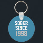 Sober Since Year Key Ring<br><div class="desc">Way to go - you're clean and sober. Celebrate your sobriety anniversary year and recovery from drug and alcohol addiction and inspire others to do the same. Easily customise with your sobriety date or year. Further customise the fonts and colours.</div>